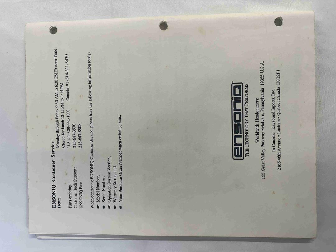 Ensoniq -  ASR Service manual October 1993