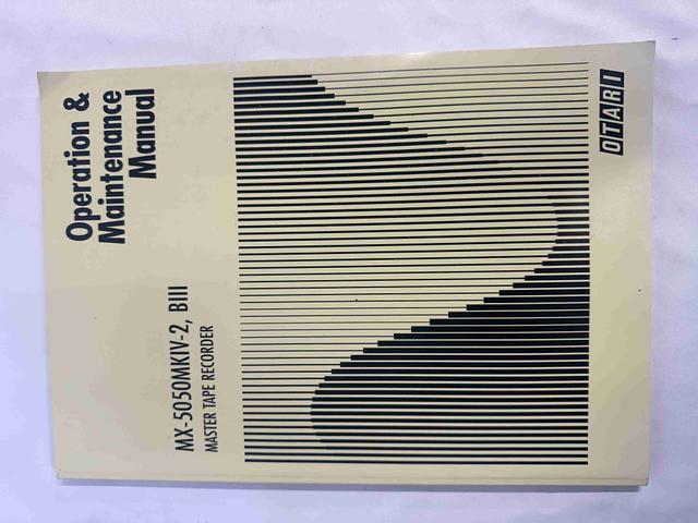 Otari -  MX-5050 Mark IV-2 BIII Master Tape Recorder Operation and Maintenance Manual